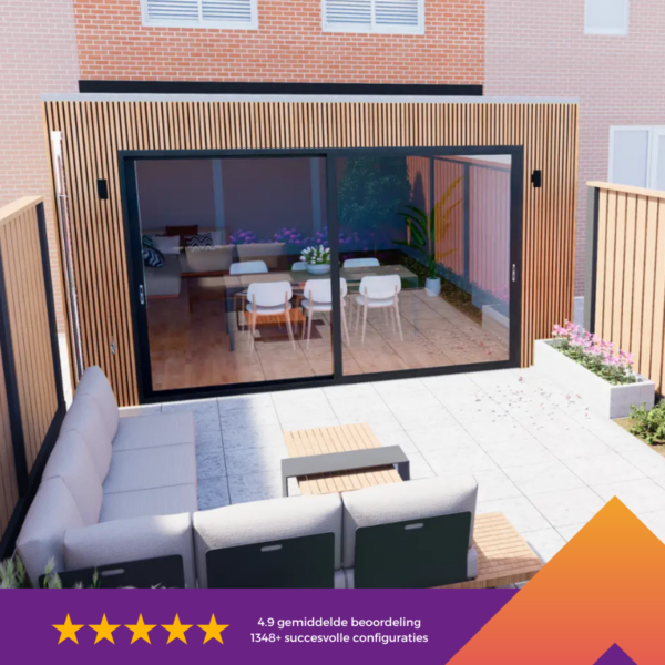 aanbouw ontwerpen met houten gevelbekleding