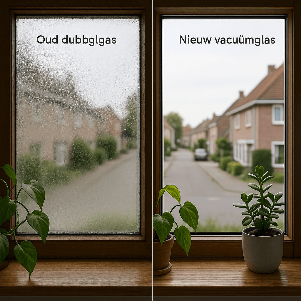 oud dubbelglas en nieuw vacuumglas