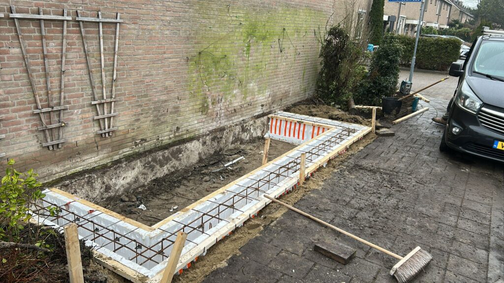 Fundering aanbouw Zoetermeer gemaakt door aannemer