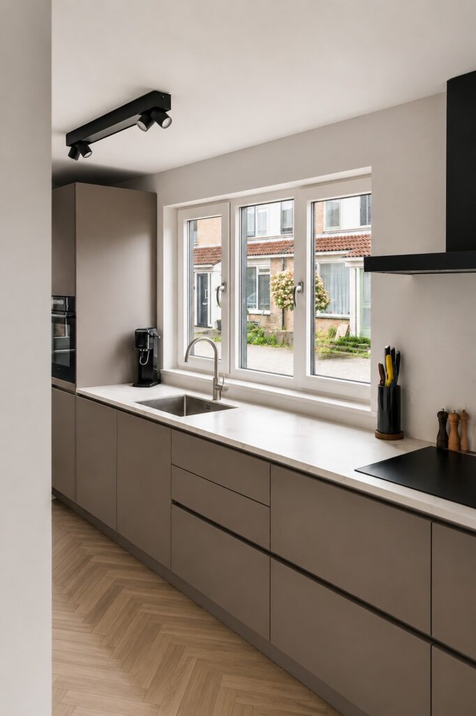 Zijkant aanbouw vanuit de aanbouw zelf gezien